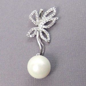 Sterling Silver Pearl Pendant 1.75"
